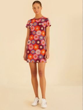 Adidas X Farm Rio Women's Floral Mini Dress - Pink and Orange